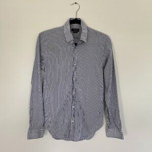 Men's Zara Blue and White Pinstripe Dress Shirt